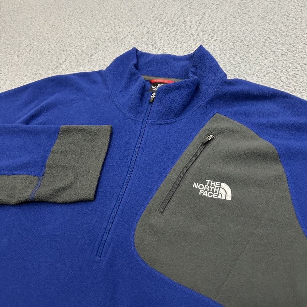 The North Face Sweater Mens Extra Large Blue Gray Quarter Zip Fleece Outdoors